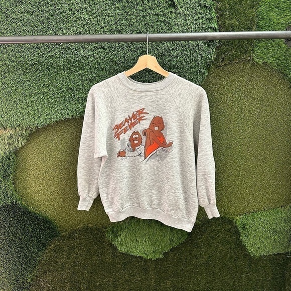 Vintage 1980s Beaver Fever Crewneck  Medium 3/4 sleeve - Picture 1 of 4